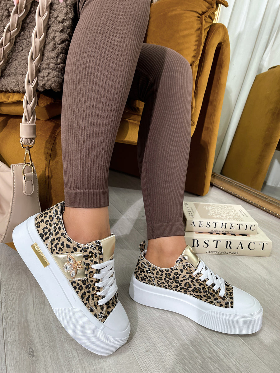 Luxe Bee Decorative Lace Up Platform Trainers
