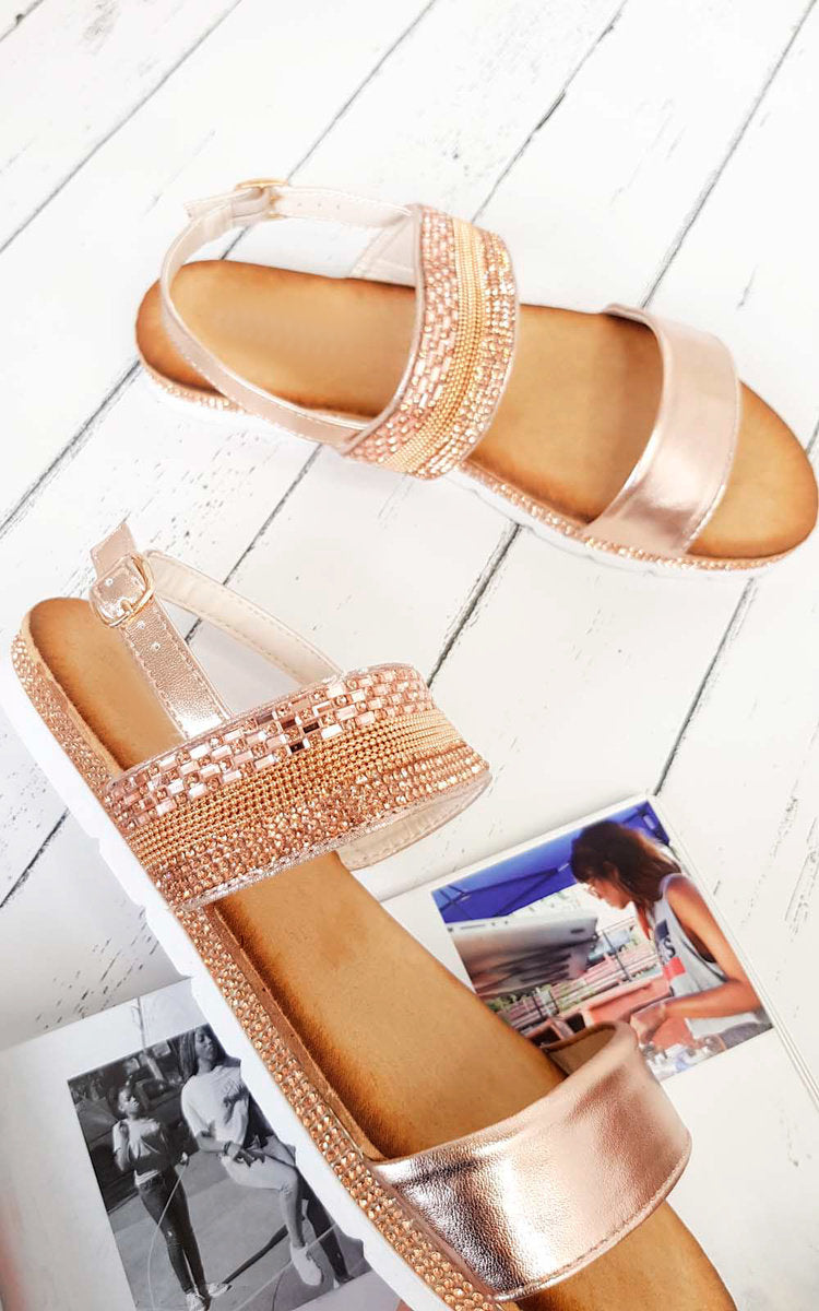 Double Strapped Embellished Sandals