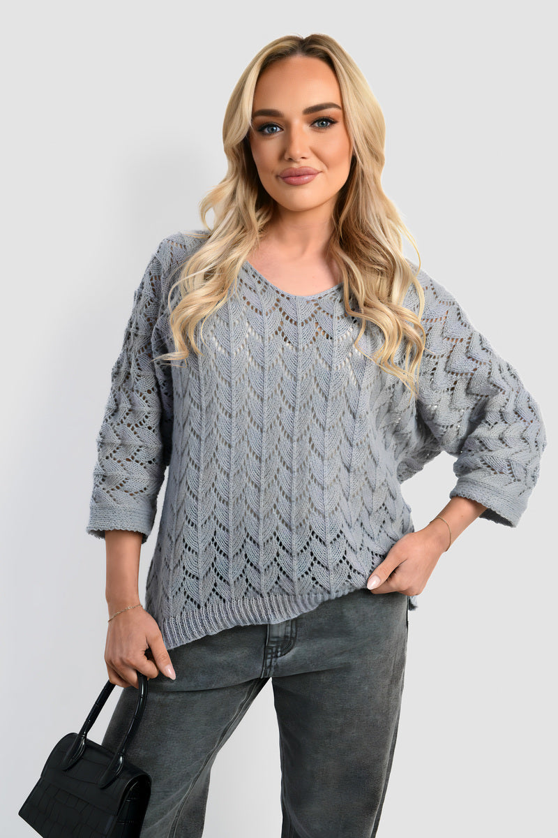 Half Sleeve Chunky Cable Knit Jumper