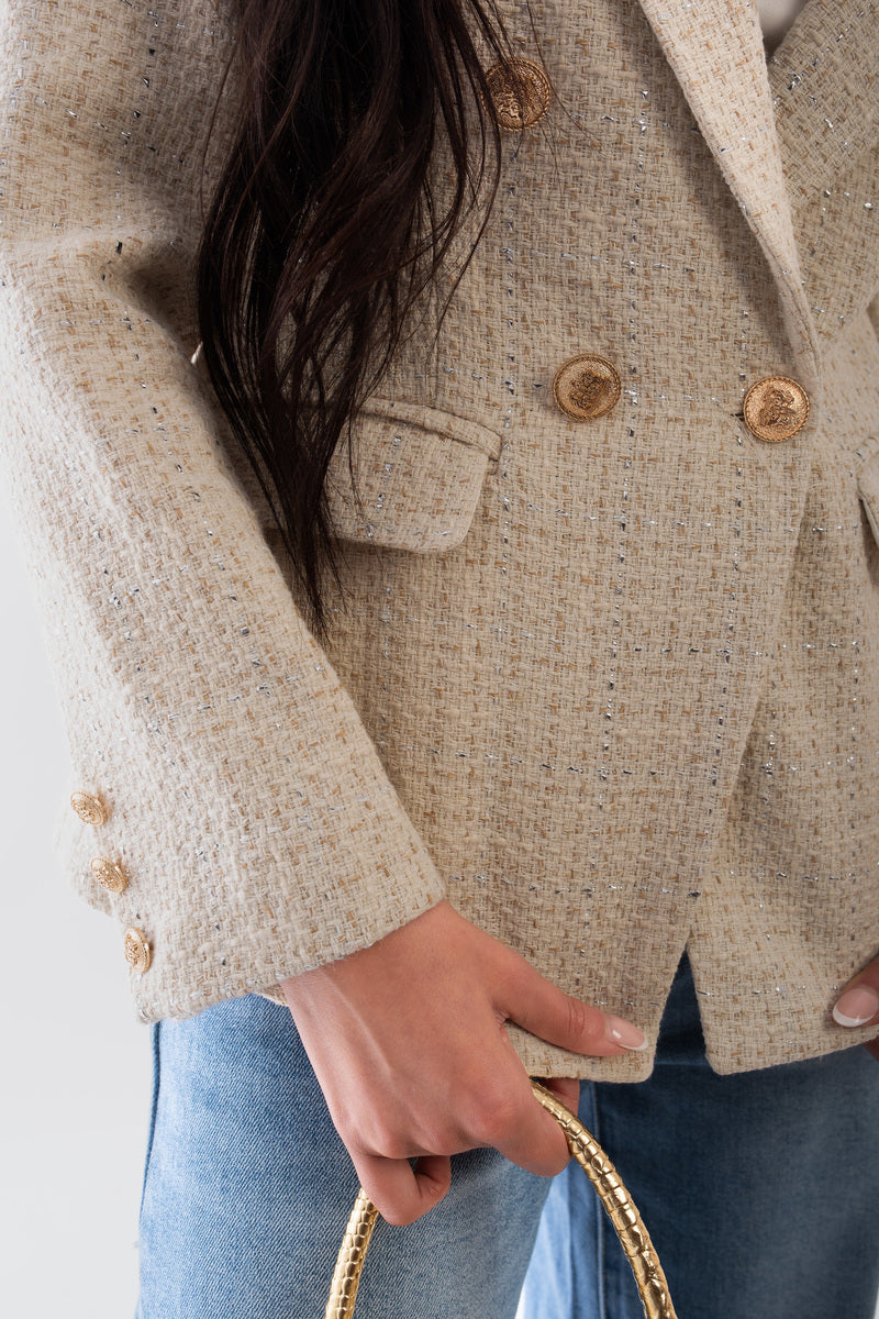 Double Breasted Long Sleeve Button Blazer Jacket