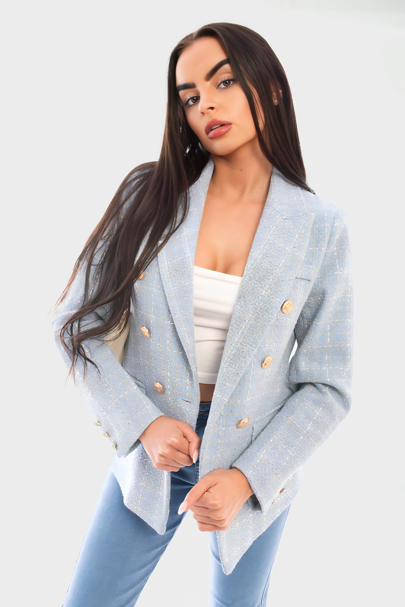 Double Breasted Long Sleeve Button Blazer Jacket