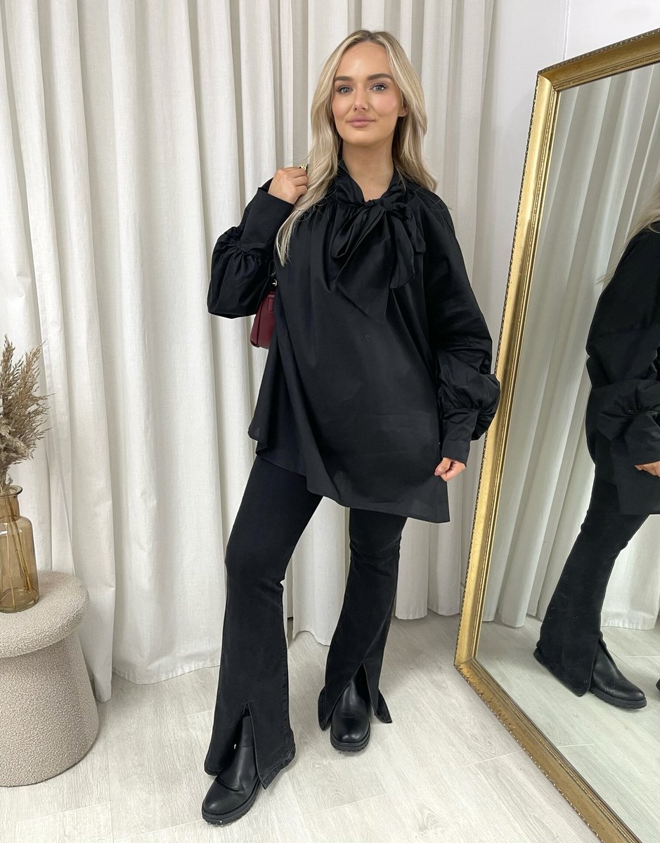 Oversized Tie-Neck Top