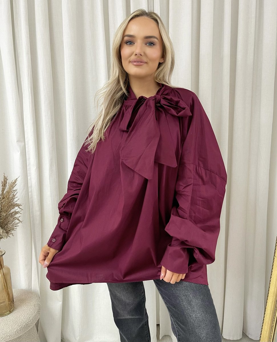 Oversized Tie-Neck Top