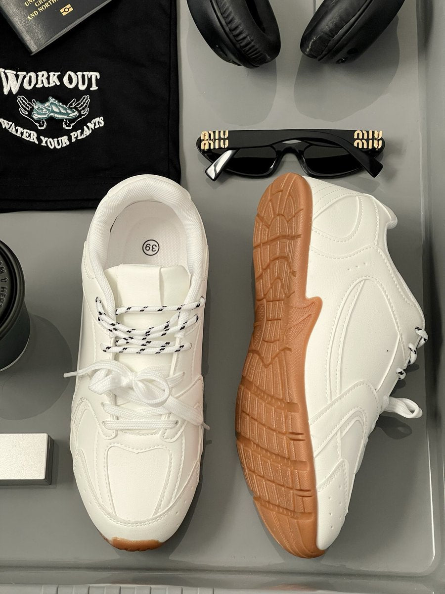 Double Contrast Lace Up Flat Trainers