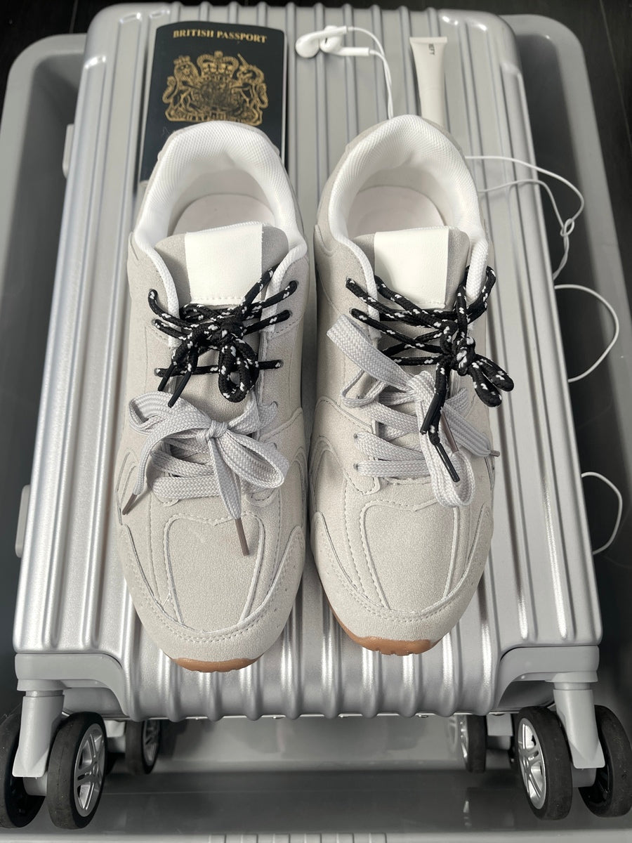 Double Contrast Lace Up Flat Trainers