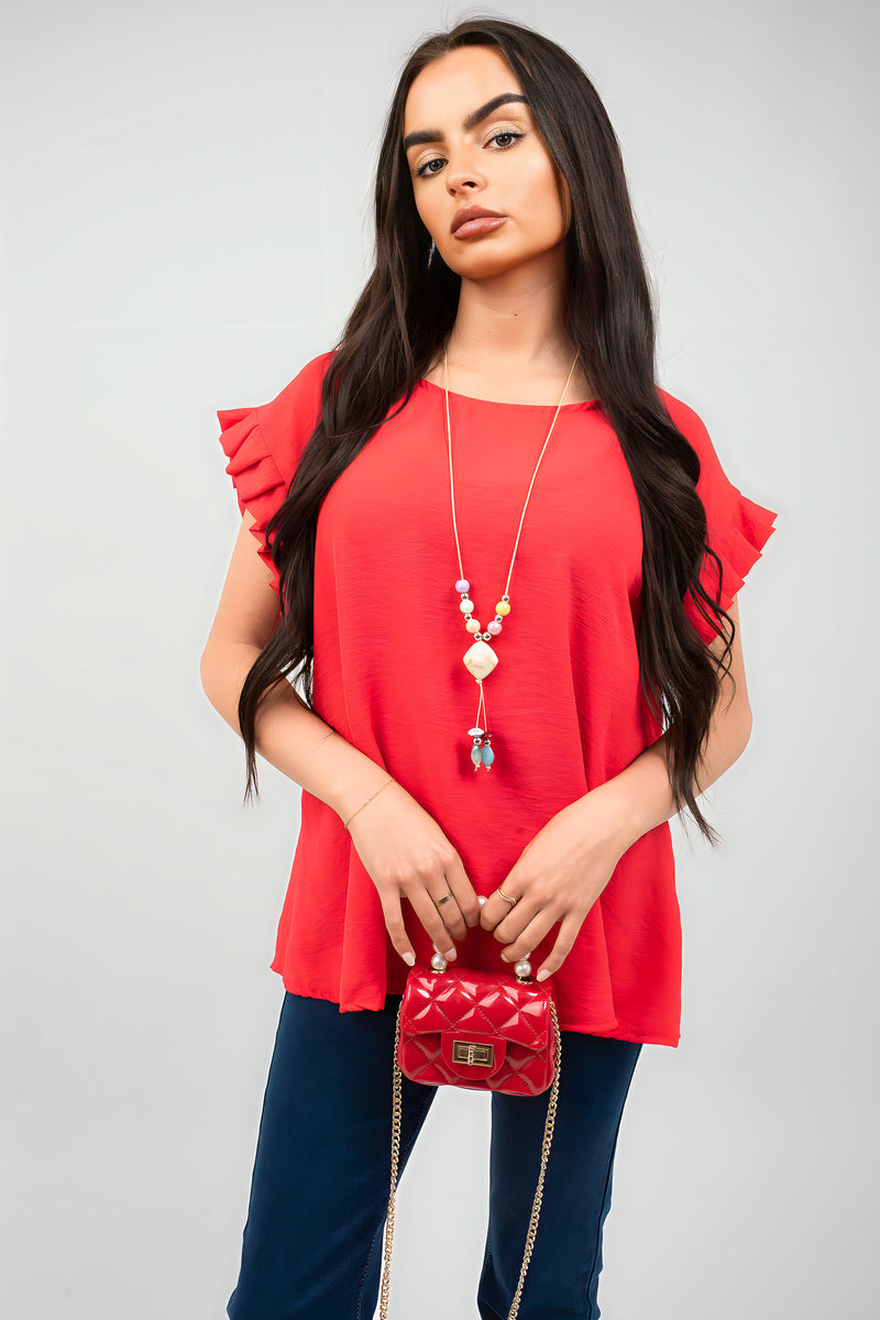 Ruffle Trim Sleeve Top