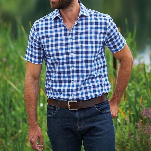 Mens Champion Short Sleeve Holkham Check Shirt by Ek Wholesale