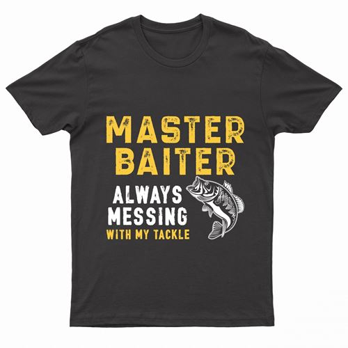 Adults "Master Baiter" Fishing Logo Printed T-Shirt by Ek Wholesale