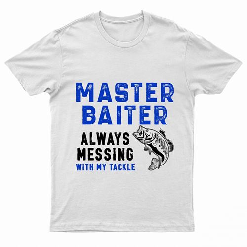 Adults "Master Baiter" Fishing Logo Printed T-Shirt by Ek Wholesale