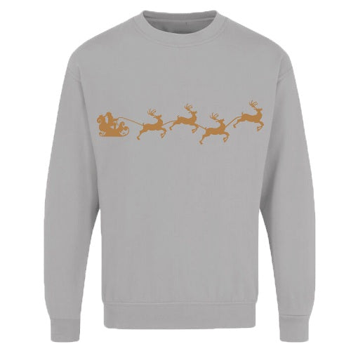 Adults Xmas Printed Sweatshirt Santa Reindeer by Ek Wholesale
