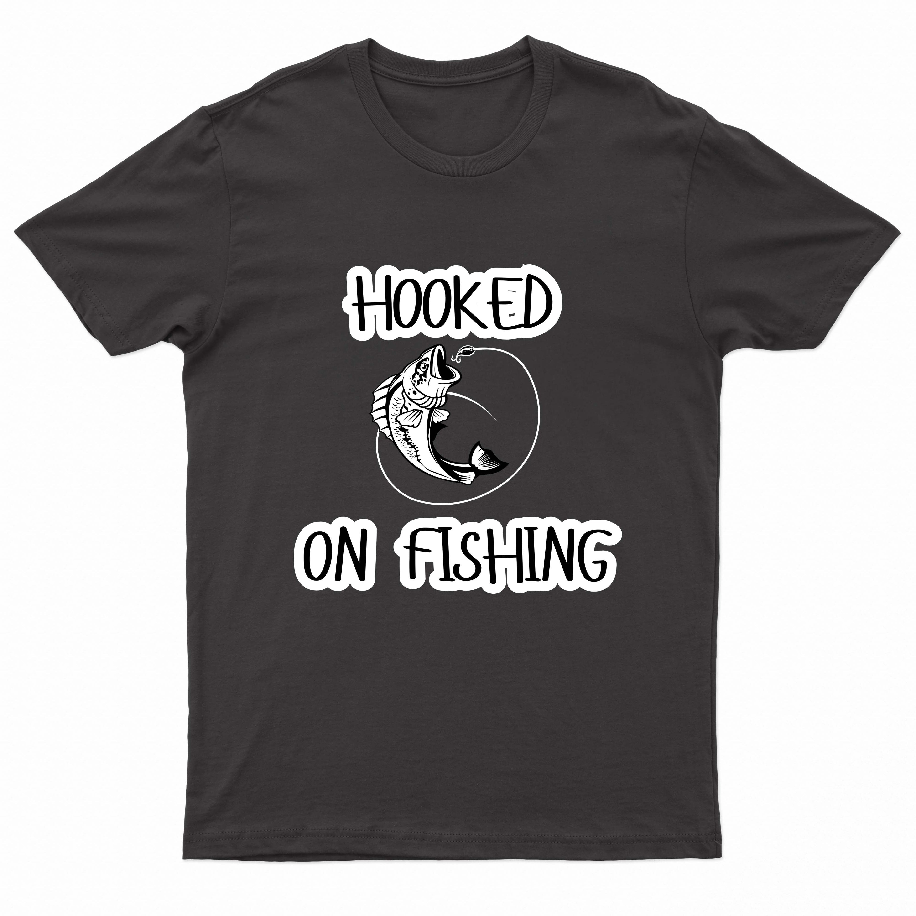 Adults Unisex Hooked on Fishing Printed T-Shirts by Ek Wholesale