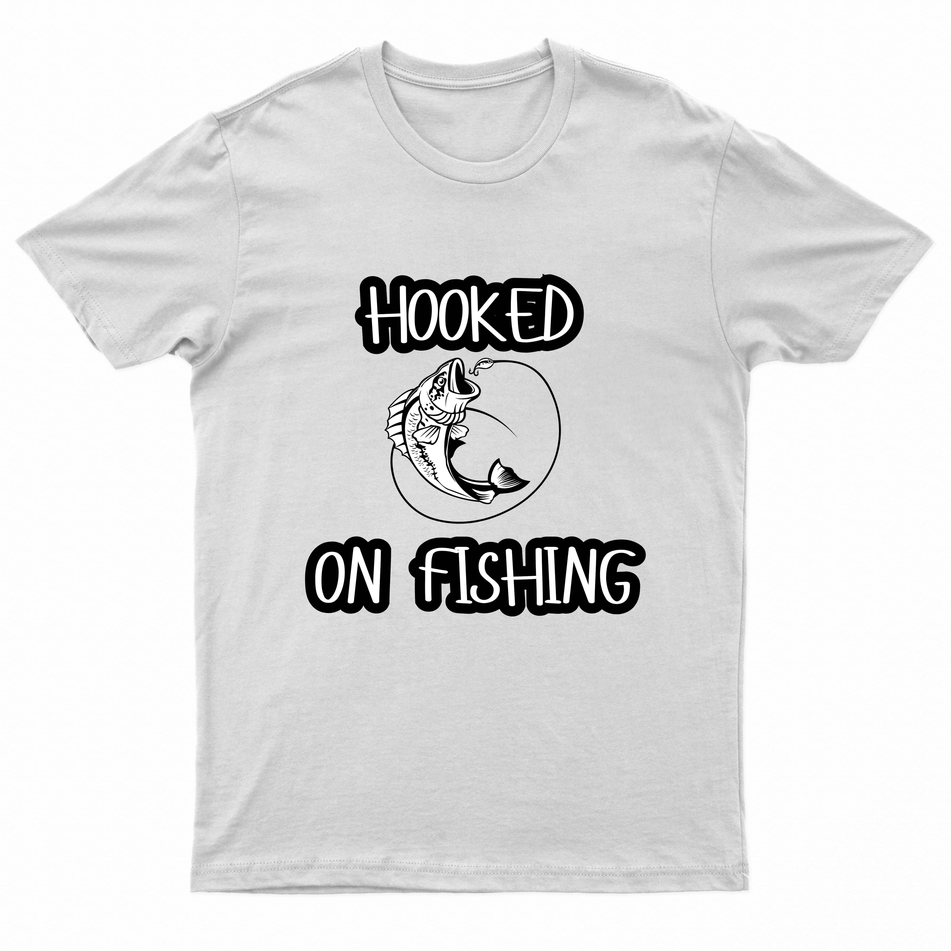 Adults Unisex Hooked on Fishing Printed T-Shirts by Ek Wholesale