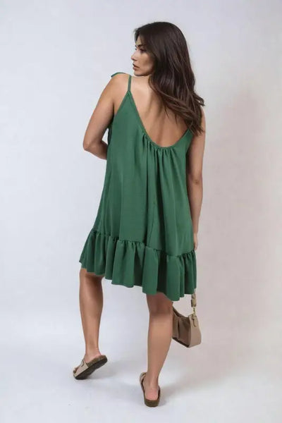 Backless Tie-up Spaghetti Strap Frill Hem Mini Dress Elite Urban