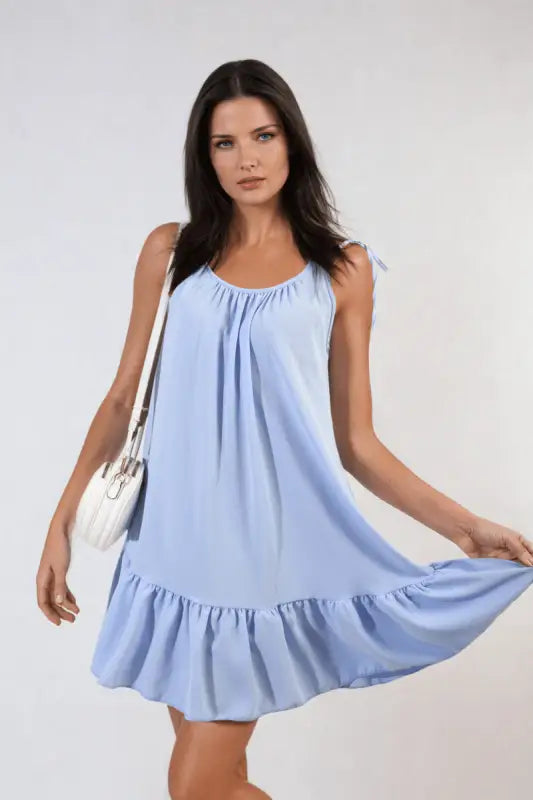 Backless Tie-up Spaghetti Strap Frill Hem Mini Dress Elite Urban