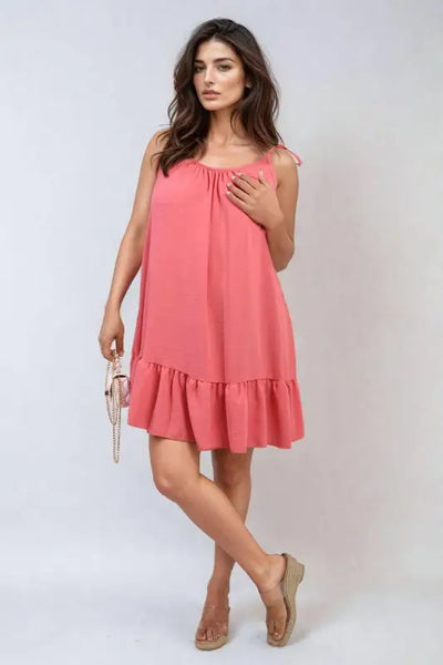 Backless Tie-up Spaghetti Strap Frill Hem Mini Dress Elite Urban