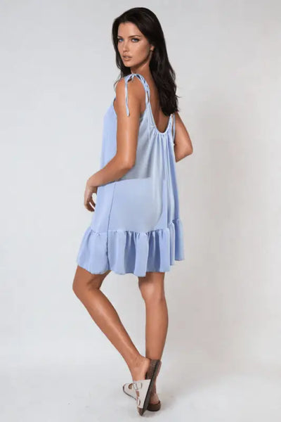 Backless Tie-up Spaghetti Strap Frill Hem Mini Dress Elite Urban