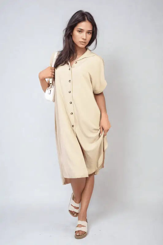 Button Front Shirt Dress Elite Urban