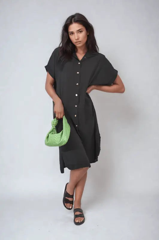 Button Front Shirt Dress Elite Urban