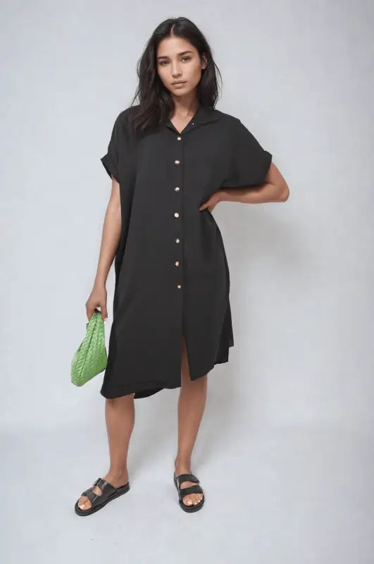 Button Front Shirt Dress Elite Urban