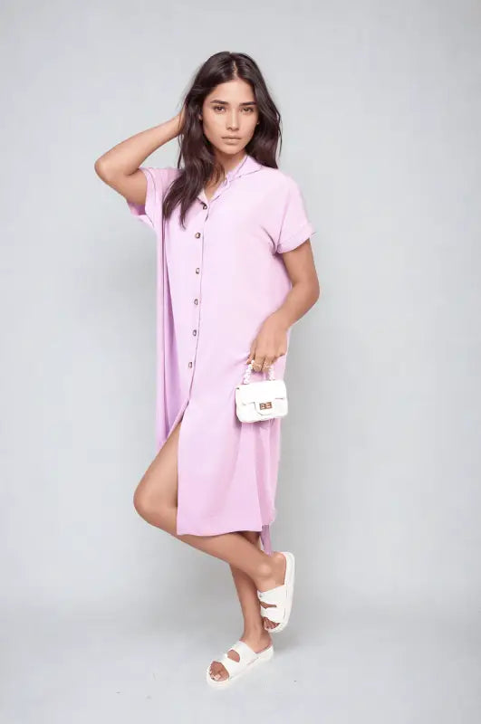 Button Front Shirt Dress Elite Urban