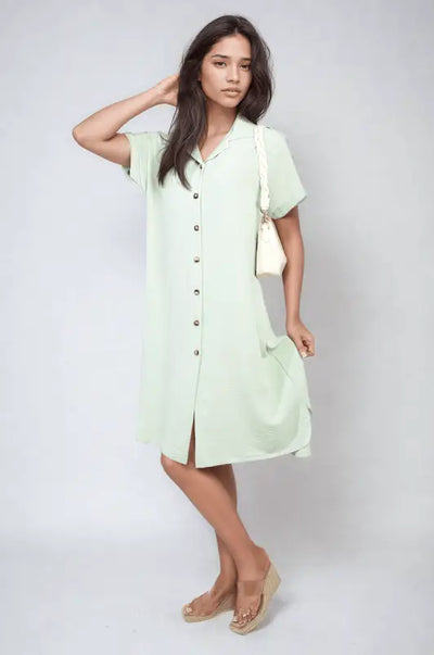 Button Front Shirt Dress Elite Urban