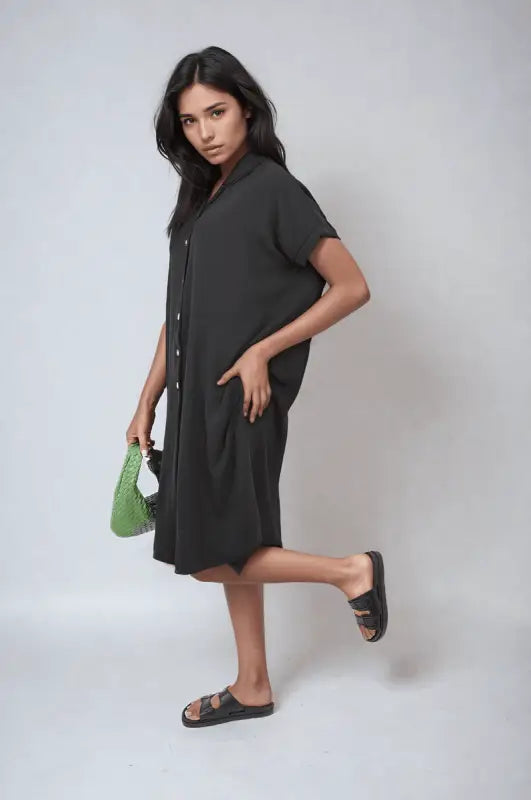 Button Front Shirt Dress Elite Urban