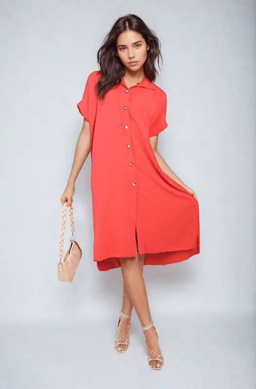 Button Front Shirt Dress Elite Urban