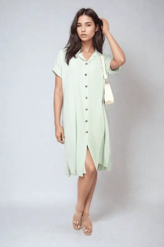 Button Front Shirt Dress Elite Urban