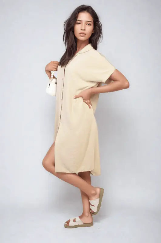 Button Front Shirt Dress Elite Urban