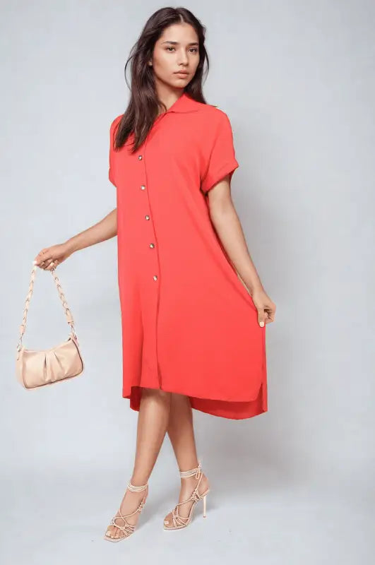 Button Front Shirt Dress Elite Urban