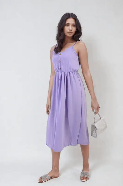 Button Front Strappy Midi Dress Elite Urban