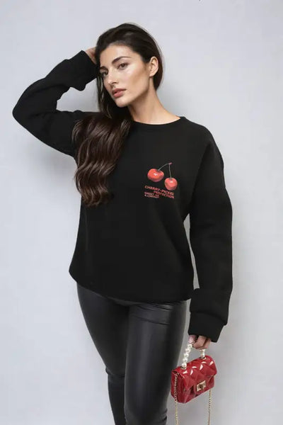 Cherry Printed Front and Back Design Oversized Knitted Jumper Elite Urban