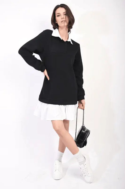 Collared Long Sleeve Mini Dress Elite Urban