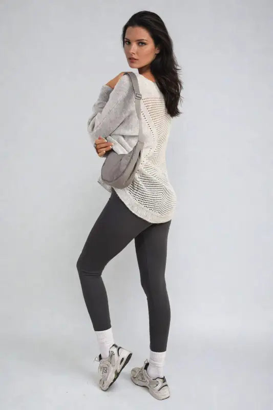 Crew Neck Back Patterned Knitted Jumper - Elite Urban