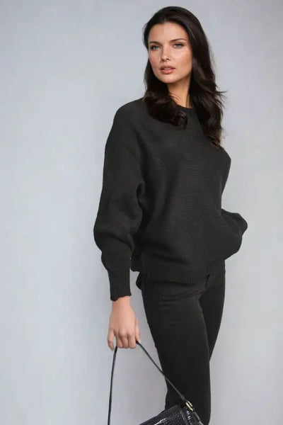 Crew Neck Back Patterned Knitted Jumper - Elite Urban