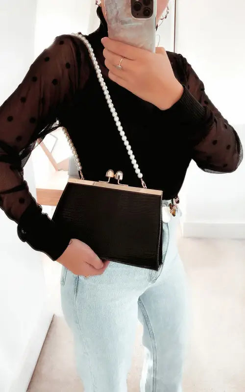 Croc Print Shoulder Bag - Handbag