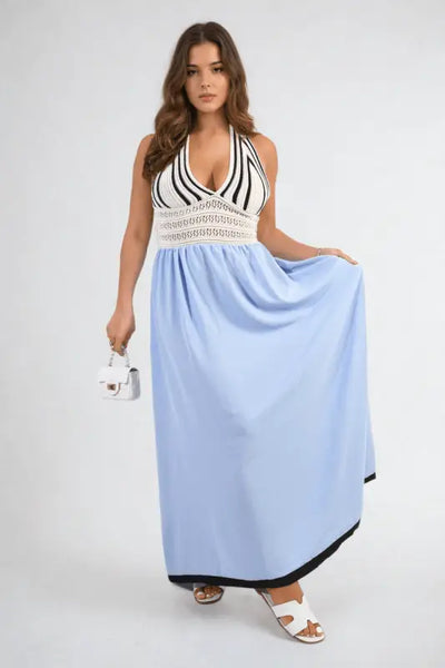 Crochet V-Neck Halter Backless Maxi Dress Elite Urban