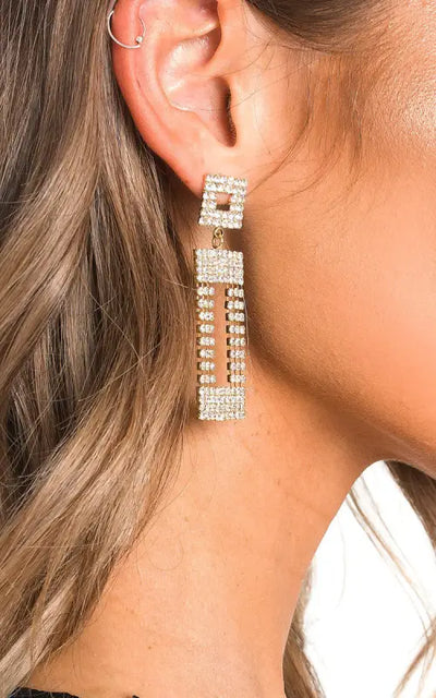 Diamante Drop Earrings - Elite Urban