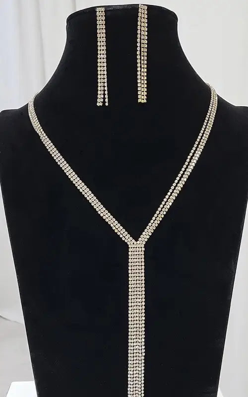 Diamante Necklace and Drop Earrings Set - Elite Urban