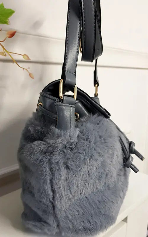 Faux Fur Shoulder Bag - grey / 1SZE - Handbag