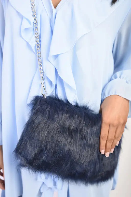 Faux Fur Shoulder Bag - Handbag