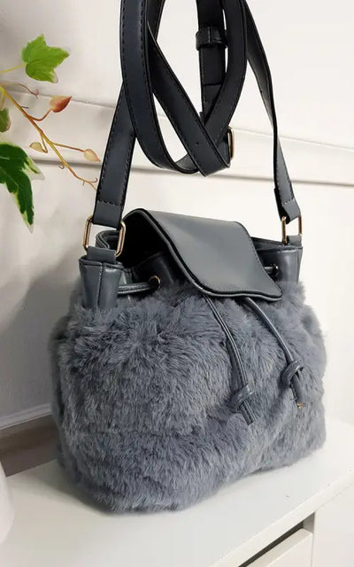 Faux Fur Shoulder Bag - Handbag