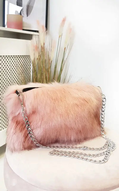 Faux Fur Shoulder Bag - PInk / 1SZE - Handbag