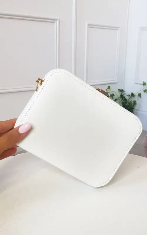 Faux Leather Box Clutch Bag - Handbag