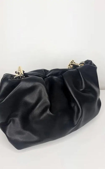 Faux Leather Chain Detail Bag - Black / 1SZE - Handbag