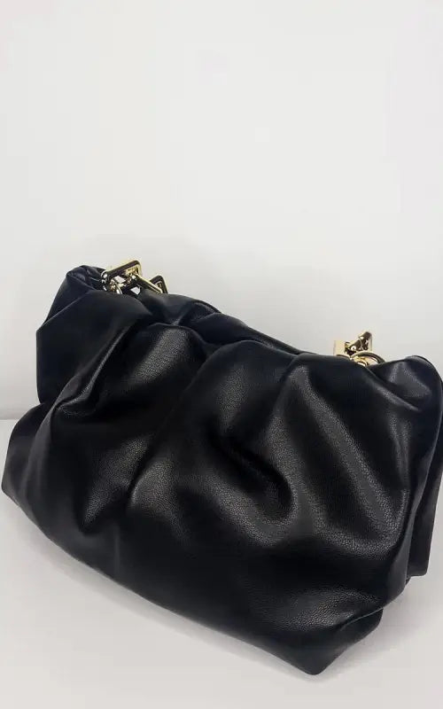 Faux Leather Chain Detail Bag - Handbag