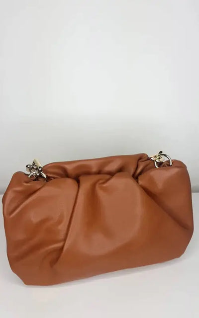 Faux Leather Chain Detail Bag - Handbag