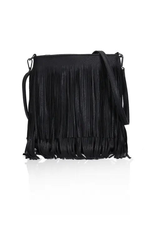 Faux Leather Fringe Bag - Handbag