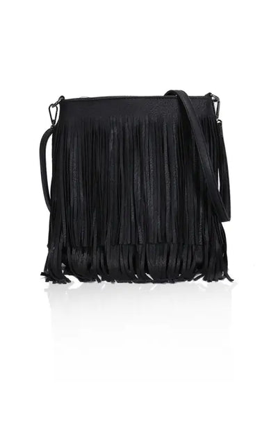 Faux Leather Fringe Bag - Handbag