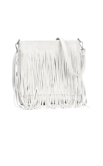 Faux Leather Fringe Bag - Handbag